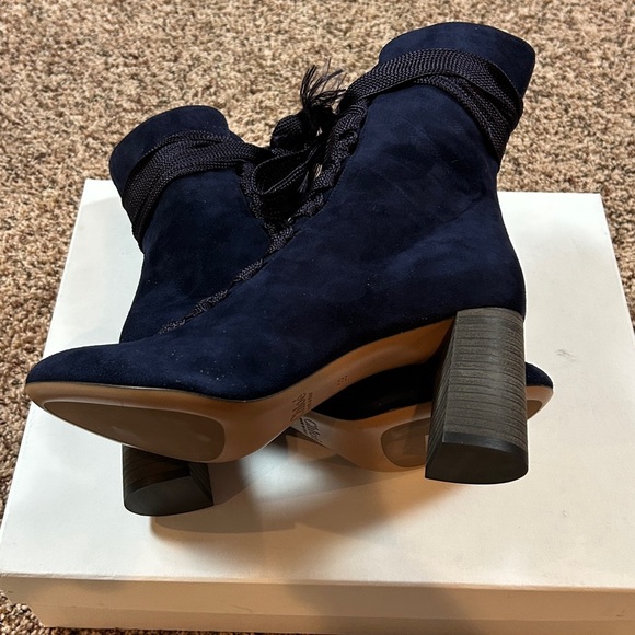 CHLOE Harper Blue Lagoon Lace-up Heeled Boots Navy 38 - Picture 8 of 12